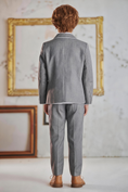 Bild in Galerie-Betrachter laden, Boys Grey Linen Notch Lapel Blazer & Matching Trousers 2-Piece Suit