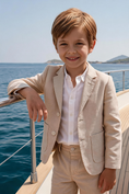 Bild in Galerie-Betrachter laden, Boys Beige Notch Lapel Blazer & Shorts & Shorts 2-piece Suit