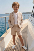 Bild in Galerie-Betrachter laden, Boys Beige Notch Lapel Blazer & Shorts & Shorts 2-piece Suit
