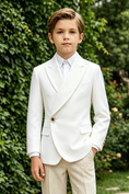 Cargar la imagen en la vista de la galería, Cream White Serge-Blend Single-Breasted Blazer Jacket