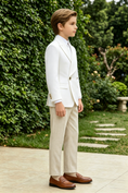 Cargar la imagen en la vista de la galería, Cream White Serge-Blend Single-Breasted Blazer Jacket