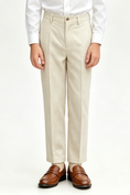 Load image into Gallery viewer, Off-White Linen-Blend Straight-Leg Boys Formal Suit Trousers
