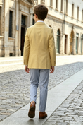 Bild in Galerie-Betrachter laden, Lemon Yellow Linen-Blend Double-Breasted Blazer Jacket