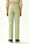 Load image into Gallery viewer, Sage Green Cotton-Linen Blend Straight-Leg Tailored Formal Trousers