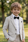 Load image into Gallery viewer, Boys Beige Polka Dot Notch Lapel Blazer & Trousers 2-Piece Suit