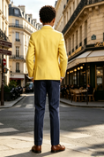 Load image into Gallery viewer, Boys Bright Yellow Cotton Linen Blend Single Breasted Formal Suit Blazer Jacket
