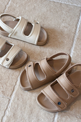 Bild in Galerie-Betrachter laden, Boys Khaki Leather Blend Soft Sole Birkenstock Style Velcro Kids Sandals