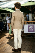 Load image into Gallery viewer, Oat Beige & Cream White Cotton-Linen Blend Double Breasted Suit 2-Piece Formal Set