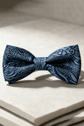 Load image into Gallery viewer, Dark Navy Paisley Jacquard Bow Tie
