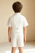 Load image into Gallery viewer, White Serge Blend Double Breasted Waistcoat 2-Piece Set