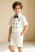 Load image into Gallery viewer, White Serge Blend Double Breasted Waistcoat 2-Piece Set