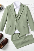Load image into Gallery viewer, Sage Green Cotton-Linen Single Breasted 3-Piece Formal Suit Set