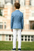 Bild in Galerie-Betrachter laden, Sky Blue & White Cotton-Linen Blend Single-Breasted 2 Piece Suit Set