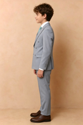 Bild in Galerie-Betrachter laden, Dusty Blue Cotton-Linen Blend Double Breasted 2-Piece Formal Suit Set