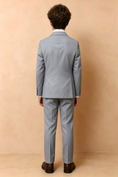 Bild in Galerie-Betrachter laden, Dusty Blue Cotton-Linen Blend Double Breasted 2-Piece Formal Suit Set