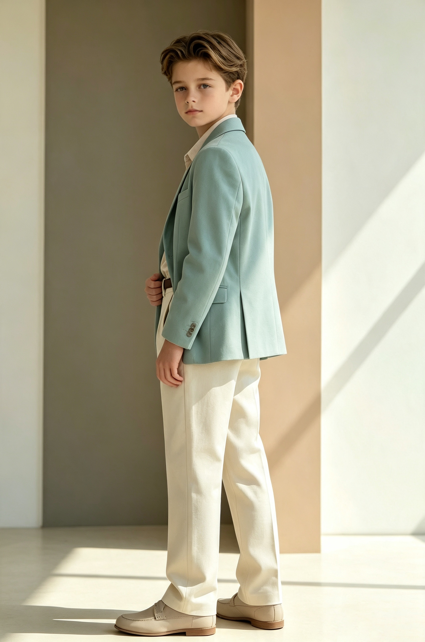 Blue Serge-Blend Single Breasted Wedding Outfit 2-Piece Suit