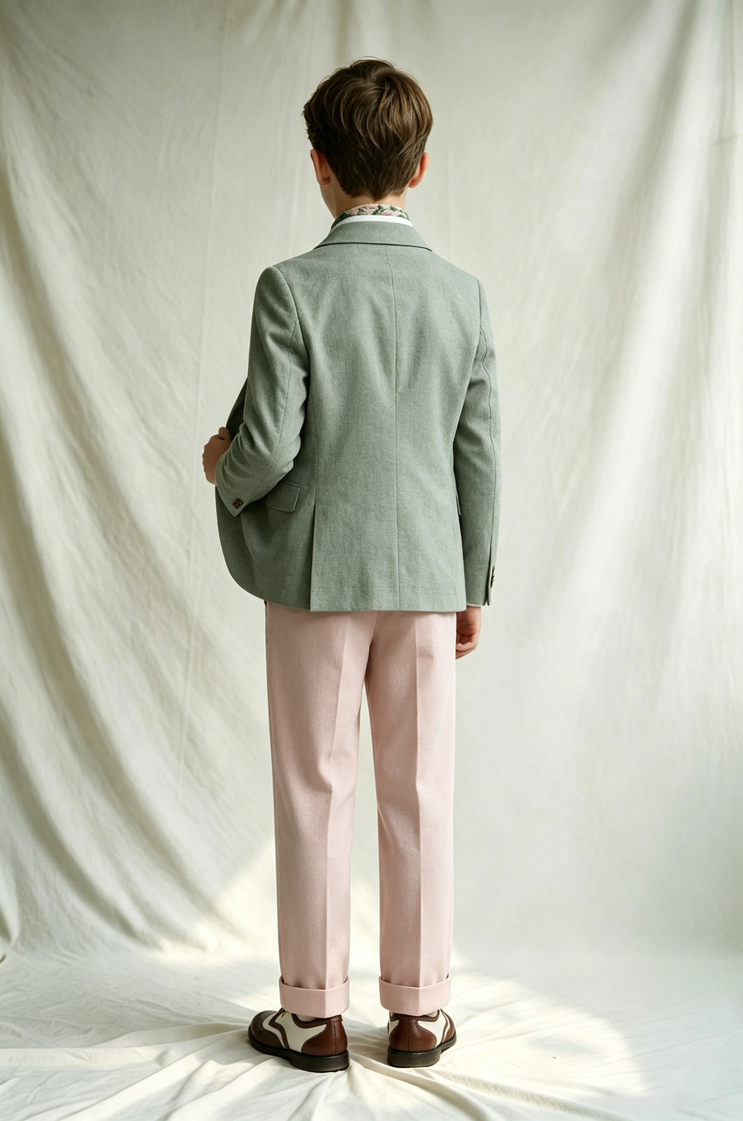 Sage Green Cotton Linen-Blend Single-Breasted Casual Formal Outfit 2-Piece Suit