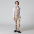 Load image into Gallery viewer, Khaki Plaid Elegant Formal 5 Piece Boys Suits