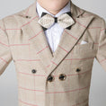 Load image into Gallery viewer, Khaki Plaid Elegant Formal 5 Piece Boys Suits