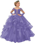 Load image into Gallery viewer, Long Sleeve Flower Girl Dresses Lace Applique Princess Ruffles Tulle Party Gown