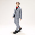 Cargar la imagen en la vista de la galería, Black-and-white Plaid Elegant 5 Piece Boys Suits