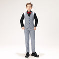 Cargar la imagen en la vista de la galería, Black-and-white Plaid Elegant 5 Piece Boys Suits