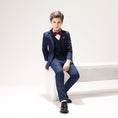 Charger l'image dans la visionneuse de la galerie, Navy Woolen Elegant 5 Piece Boys Suits