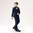 Charger l'image dans la visionneuse de la galerie, Navy Woolen Elegant 5 Piece Boys Suits