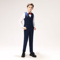 Load image into Gallery viewer, Blue Plaid Elegant 5 Piece Boys Suits