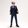 Charger l'image dans la visionneuse de la galerie, Navy Woolen Elegant 5 Piece Boys Suits