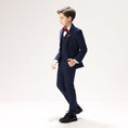 Charger l'image dans la visionneuse de la galerie, Navy Woolen Elegant 5 Piece Boys Suits