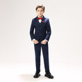 Charger l'image dans la visionneuse de la galerie, Navy Woolen Elegant 5 Piece Boys Suits