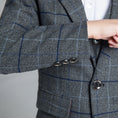 Charger l'image dans la visionneuse de la galerie, Dark Gray Plaid Fashion 5 Piece Boys Suits