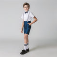 Load image into Gallery viewer, Blue 4 Piece Kids Boys' Formal Party Summer Suits Set With Suspenders