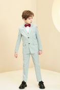 Cargar la imagen en la vista de la galería, Mint Green Plaid Elegant Formal 5 Piece Boys Suits