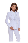 Cargar la imagen en la vista de la galería, White Women's 2 Piece Office Work Suit Set