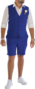 Load image into Gallery viewer, Men's Linen Summer Suits 2 Piece Causal Suits Vest and Shorts Tailored Fit 2025