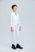 Load image into Gallery viewer, White Slim 4 Piece Boy's Formal Suits With Vest+Pants+Shirt+Tie
