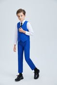 Load image into Gallery viewer, Royal Blue Fit Slim 4 Piece Boy's Formal Suits With Vest+Pants+Shirt+Tie