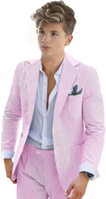 Load image into Gallery viewer, Boys Seersucker Suit 2 Piece Tuxedo for Boys Striped Blazer Pants