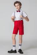 Load image into Gallery viewer, Red 4 Piece Kids Boys' Formal Party Summer Suits Set With Suspenders
