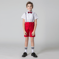 Load image into Gallery viewer, Red 4 Piece Kids Boys' Formal Party Summer Suits Set With Suspenders