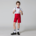 Load image into Gallery viewer, Red 4 Piece Kids Boys' Formal Party Summer Suits Set With Suspenders
