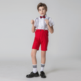 Load image into Gallery viewer, Red 4 Piece Kids Boys' Formal Party Summer Suits Set With Suspenders