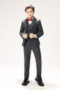 Charger l'image dans la visionneuse de la galerie, Grey Woolen Elegant 5 Piece Boys Suits