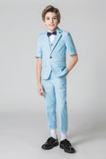 Load image into Gallery viewer, Light Blue Slim Fit Formal Party Wedding 4 Piece Suit