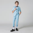 Load image into Gallery viewer, Light Blue Slim Fit Formal Party Wedding 4 Piece Suit