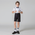 Load image into Gallery viewer, Black Red 4 Piece Kids Boys' Formal Party Summer Suits Set With Suspenders