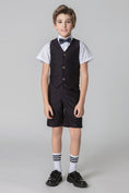 Load image into Gallery viewer, Black Red Outfit Formal Summer 4 Piece Kids Boys Suit