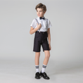 Load image into Gallery viewer, Black Red 4 Piece Kids Boys' Formal Party Summer Suits Set With Suspenders
